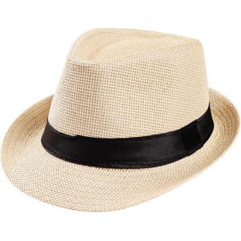 Chapeau de paille unisexe large bord pour homme et femme - Fedora Trilby plage soleil adulte
