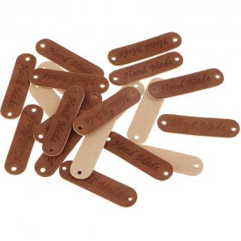 Étiquettes artisanales en cuir synthétique rétro PU | 20 pièces, patchs à coudre DIY