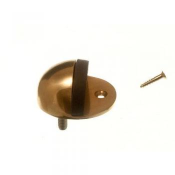 DOOR STOP STAY OVAL TYPE 75MM 3 INCH POLISHED BRASS WITH SCREWS