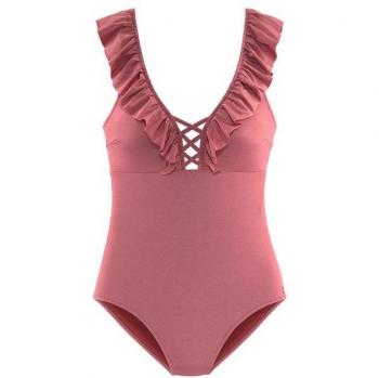 s.Oliver Damen Badeanzug mit Rüschen in Altrosa, Größe 36, Cup C/D