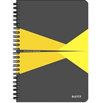 Leitz 44980015 Office Collegeblock A5 kariert, spiralgebunden mit PP Einband Gelb