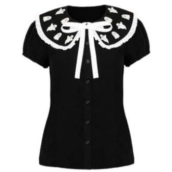 Hell Bunny Women's Phantomette Black Halloween Blouse - Size Medium