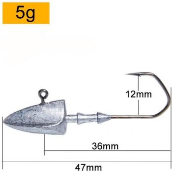 Hameçons Triangulaires pour Vers Souples - Lot de 5 (3.5g, 5g, 7g, 10g, 14g, 20g)