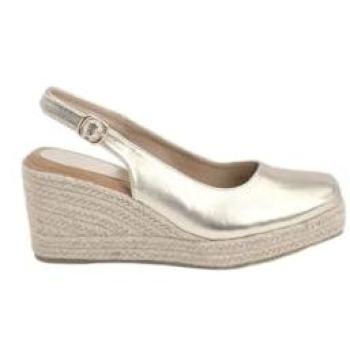 Dorothy Perkins Women's Gold Reggie Closed Toe Slingback High Espadrille Wedges