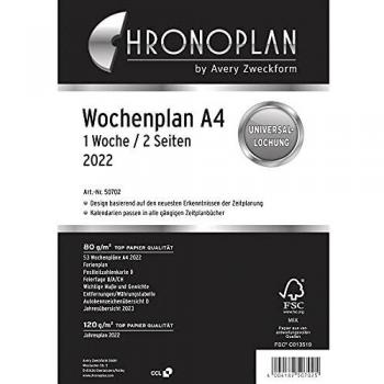 Chronoplan 50702 Kalendereinlage 2022, Wochenplan im A4 Format