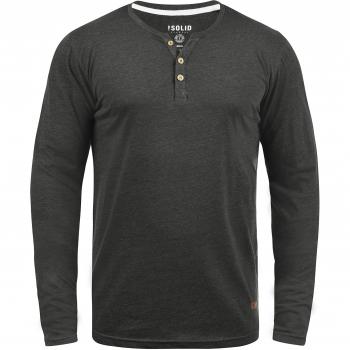!Solid Volko Herren Longsleeve Langarmshirt Shirt Mit Grandad-Ausschnitt, Größe:XL, Farbe:Dark Grey Melange