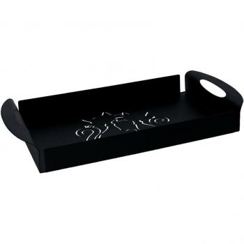 Bandeja rectangular de metal para gatos negra 41x20x5 cm