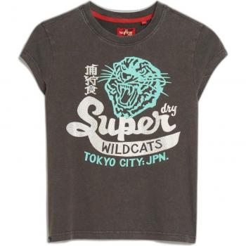 Camiseta de manga corta con adornos Poster marrón para mujer Superdry