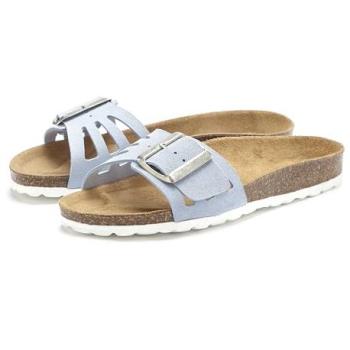 Elbsand Damen Pantolette Sandale Mule offener Schuh Leder Komfortkorkfußbett Flieder Gr. 44