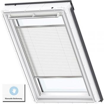 VELUX Cortina Plisada Ventana de Techo Original CK04, Blanco con guía Lateral Gris