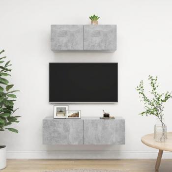 2-Piece Concrete Grey TV Cabinet Set