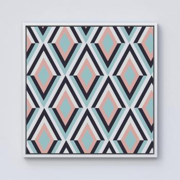 Zig Zag Abstract Pattern Canvas Art - Blue / Extra Large / Black Frame