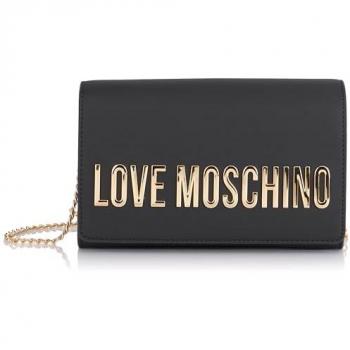 Borsa a tracolla Love Moschino con logo, nera, catena sottile