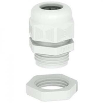 V-TEC PG11+ LGR Light Gray Cable Gland with Locknut, RAL 7035, 50 Pack