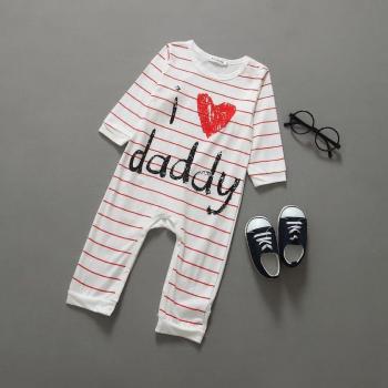 Ensemble en coton à rayures pour bébé avec lettres Maman et Papa, pyjama un pièce étoiles pour garçon et fille