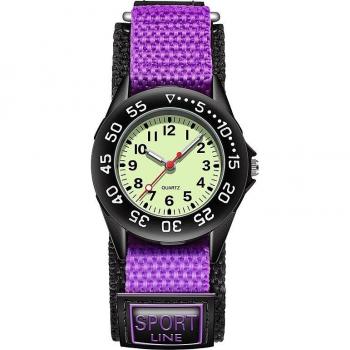 Kids' 31mm Luminous Dial Quartz Watch with Rotating Bezel and NATO Velcro Straps