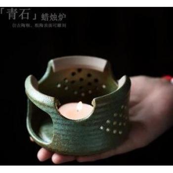 Japanese Style Green Ceramic Teapot Candle Warmer Trivet Vintage JD50DZ