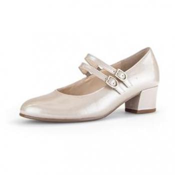 Gabor Belva Women's Mary Jane Court Shoes - Puder Patent Gold/Silver, Size 3.5