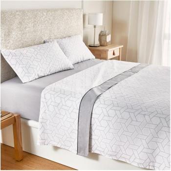 PIKOLIN HOME Juego de sábanas de Algodón con Estampado Geométrico - Incluye Sábana Encimera, Bajera y Funda de Almohada