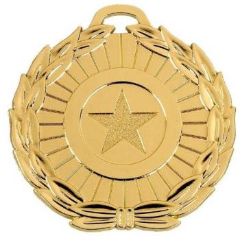 50mm Megastar Medal Gold with Ribbon and Free Engraving up to 30 Letters. AM870G