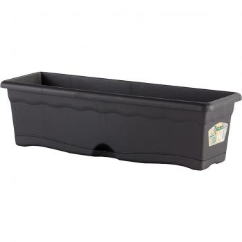 Rectangular Anthracite Planter with Integrated Saucer 80x20cm