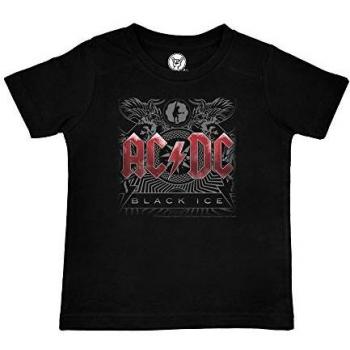 T-shirt AC/DC Metal-Kids Black Ice 92-164 pour filles et garçons en coton bio noir