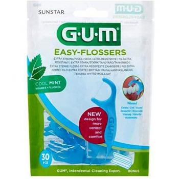 GUM Easy Flossers Aplicadores de Hilo Dental com Fluor e Menta - 30 Unidades