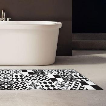 Tapete de Cocina de Vinilo Lavable y Antideslizante B&W Azulejos - 50x180 cm