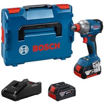Avvitatore a percussione a batteria Bosch GDX 18V-285 con 2 batterie GBA 18V 4.0Ah e caricabatterie L-BOXX