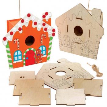 Gingerbread House Wooden Birdhouse Kits (Pack of 2) Christmas Crafts