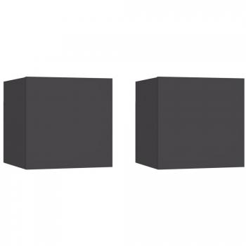 vidaXL Grau Nachttische Set 2 Stk. 30,5x30x30 cm Holzwerkstoff