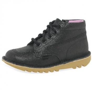 Kickers Kick Hi Glitter Black Infant Boots - Size 9/F