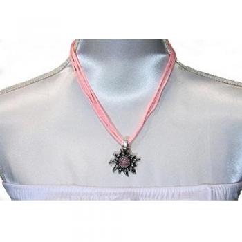 Fashion 4young Mujer Traje Tradicional Cadena inoxidable Blanco Brillantes Organza Trachten Cadena tirolesa Oktoberfest Collar rosa talla única