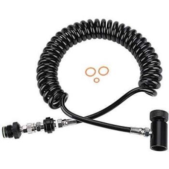 Alomejor Paintball Adapter Hose Remote Coil Hose Line with Quick Disconnect Release Adapter Cylinder Connection Valve Hose for HPA CO2