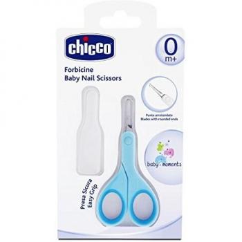 Tesoura Chicco Baby - Azul, Tesoura para Unhas, 0M+, design seguro e ergonômico, lâminas arredondadas para proteção, ideal para bebês, fácil de manusear