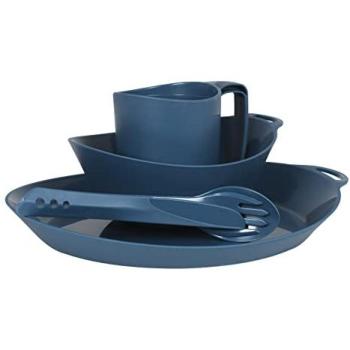 Lifeventure Ellipse Navy 4-Piece Reusable Camping Tableware Set: Knife, Fork, Spoon, Plate, Bowl, Mug