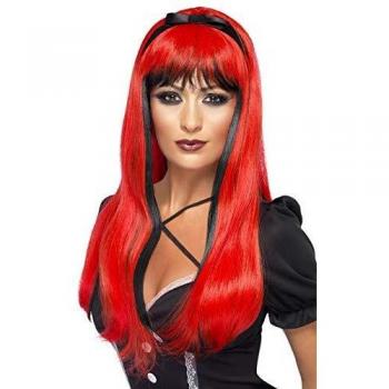 Perruque de sorcière rouge et noire Halloween