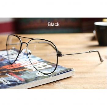 Vintage Retro Aviator Metal Frame Glasses for Men and Women - Gold/Silver/Gray/Black Transparent Lenses