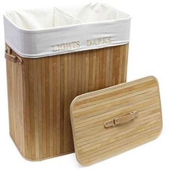 Panier à linge extra grand 140L avec couvercle et 3 compartiments amovibles