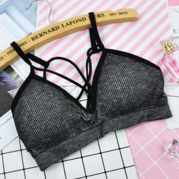 Women's Shockproof Yoga Sports Bra with Thin Shoulder Straps and Padding for Running and Jogging, 1 Piece