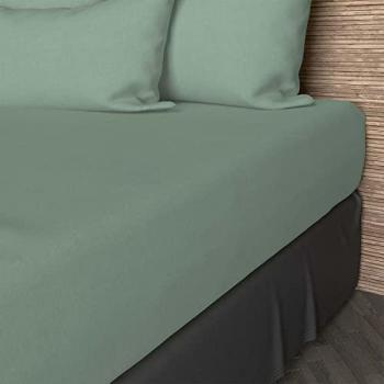 Drap Housse Doux en Coton 57 Fils 160x200 cm UNI Vert d'Eau - Soleil d'Ocre