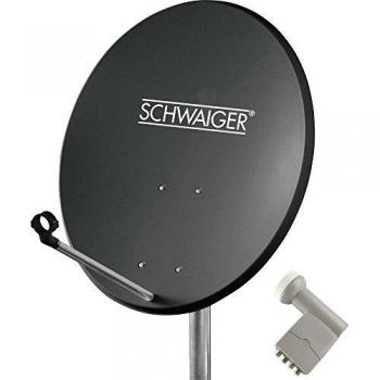 Schwaiger 4-User Satellite System without Receiver - Parabolic Antenna, DVB-S/S2, Gray