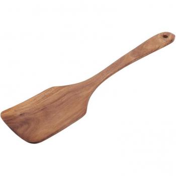 Spatule en bois de teck à long manche, ustensiles de cuisine antiadhésifs, ensemble de spatules fendue en bois
