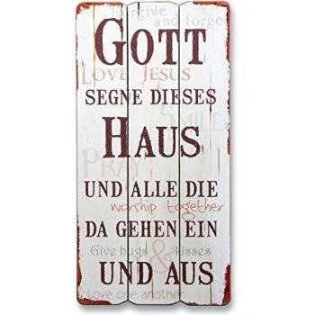 Wandbild Vintage Gott segne dieses Haus Holz Deko