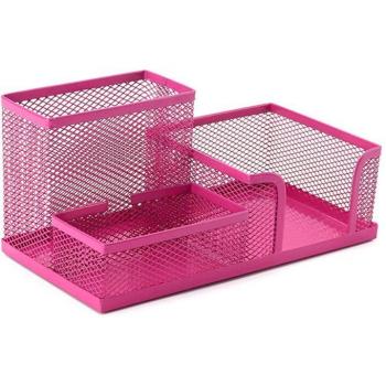 Metal Mesh Desk Organizer with 3 Compartments for Pens and Pencils - Home Office Storage Solution #524