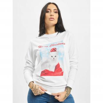 Mister Tee Women's Merry Christmas Cat Crewneck Sweatshirt