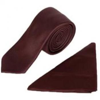 Burgundy Men's Tie and Pocket Square Set - One Size
