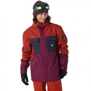 Giacca con cappuccio Rip Curl Pinnacle 10k rossa nera lilla - L