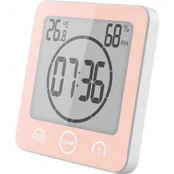 Digital Waterproof LCD Shower Wall Clock with Timer, Thermometer, and Suction Mount