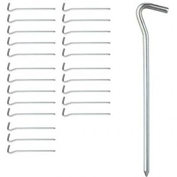 Set de 24 Piquetas de Camping Relaxdays, Estacas Redondas de Hierro Galvanizado, 18 cm para Suelos Normales y Duros, Color Plateado